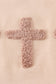 Cream cross french knot top