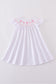 Pink cross embroider smocked dress