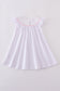 Pink cross embroider smocked dress