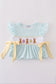 Blue bunny embroidery smocked set