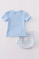 Blue plaid he is risen embroidery bloomer set