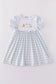Blue plaid he is risen embroidery dress