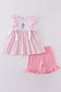 Pink cross embroidery bow set