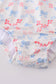 Blue bow lattice print  mom swimsuit