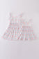 Blue bow lattice print mom&me dress