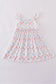 Blue bow lattice print mom&me dress