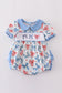 Bow trellis print embroidery ruffle bubble