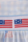 Blue flag embroidery smocked shorts set