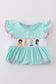 Mint princess embroidery gingham shorts set