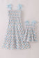 Blue hydrangea bow smocked mom&me dress
