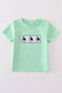 Green seersucker sailboat embroidery top