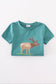 Blue deer applique top