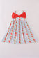 Apple print bow dress