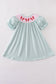 Blue bow pearl smocked dress