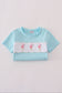 Blue flamingo embroidery short set