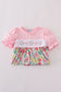 Pink floral embroidery dress