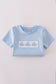 Blue whale embroidery smocked shorts set