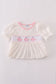 Pink whale embroidery smocked ruffle shorts set