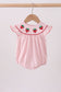Pink strawberry embroidery gingham bubble