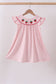 Pink strawberry embroidery gingham dress