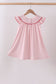 Pink strawberry embroidery gingham dress