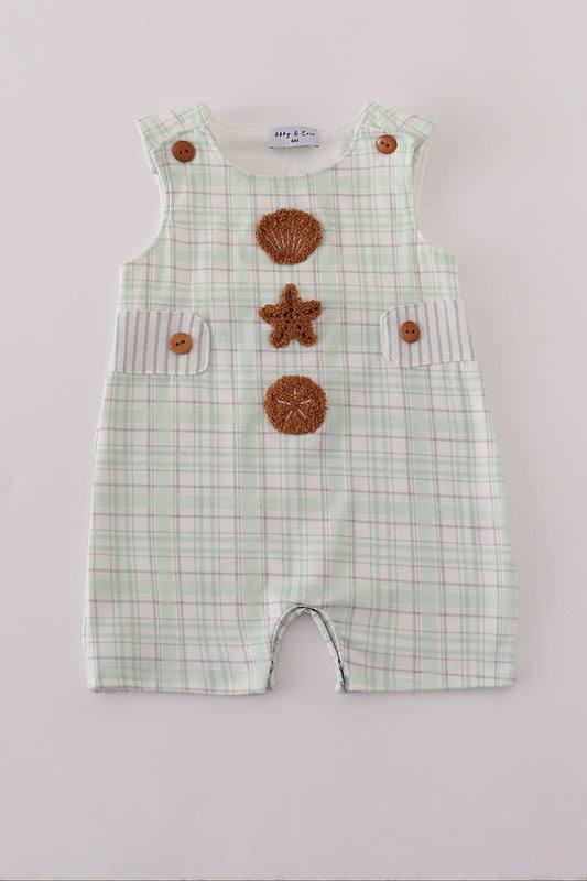 Green plaid sea shell starfish french knot jonjon