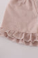 Brown white seersucker stripe ruffle shorts set