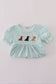 Green stripe puppy hunting embroidery shorts set