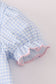 Blue bow embroidery gingham ruffle bloomer set