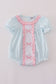 Blue bow embroidery gingham ruffle bubble