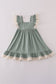 Sage lace ruffle dress