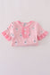 Pink ghost embroidery ruffle pajamas set