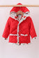 Red floral print ruffle quilted jacket