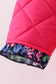 Magenta print ruffle quilted jacket