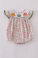 Pink pumpkin smocked floral ruffle bubble