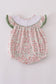 Pink pumpkin smocked floral ruffle bubble