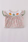Pink pumpkin smocked floral ruffle pants set