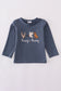 Navy hunting embroidery top