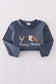 Navy hunting embroidery top