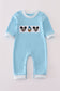 Blue character embroidery romper