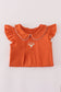 Rust Texas embroidery ruffle pants set