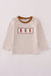 Brown stripe duck embroidery top