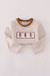 Brown stripe duck embroidery top