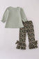 Sage camouflage turkey applique ruffle pants set