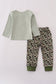 Sage camouflage turkey applique pants set