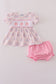 Pink pumpkin embroidery bloomer set