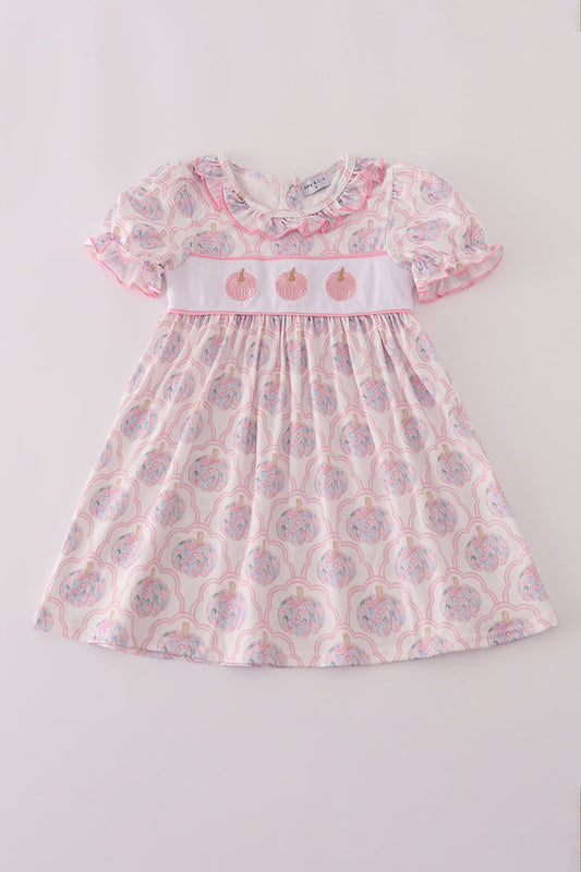 Pink pumpkin embroidery dress