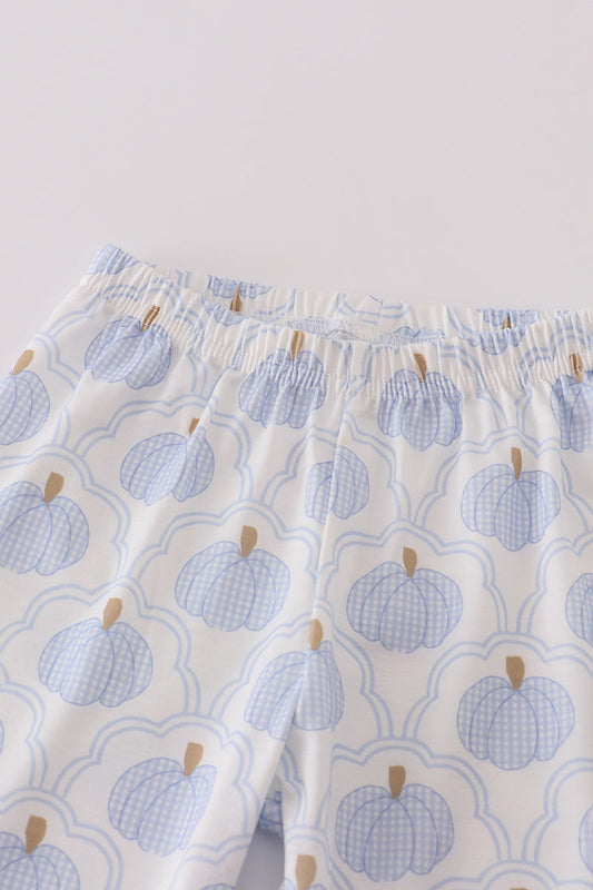 Blue pumpkin embroidery pants set