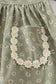 Green corduroy floral lace ruffle dress