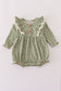 Green corduroy floral lace ruffle bubble